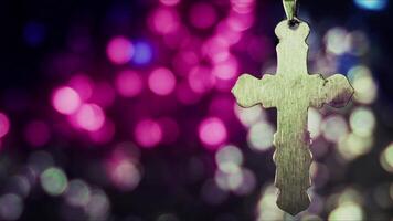 A Christian Religion Symbol Cross for Pray and Colorful Bokeh video