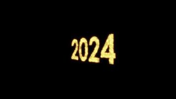 Animation gold glittering glitch number 2024 change to 2025 effect video