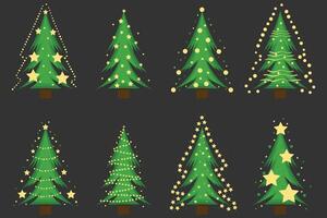 Christmas tree set. Xmas fir-trees and pines. New year trees vector