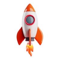 Rocket isolated on a white background. 3d rendering, 3d illustration. photo