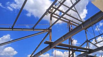 Steel Frame Construction Under Blue Sky photo