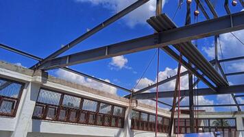 Steel Frame Construction Under Blue Sky photo