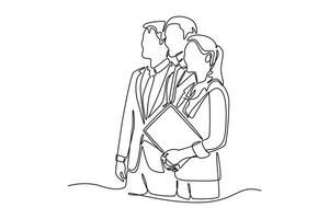 Human Resources concept. Single line draw design graphic illustration. vector