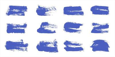 Blue Brush stroke Grunge Collection on White Background. Distress boxes for text. Bold and textured strokes ideal for creative and artistic projects. vector
