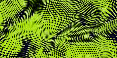 Abstract Twisted Halftone with Vibrant Green and Black Waves. Bold and dynamic dot texture ideal for striking, futuristic designs. vector