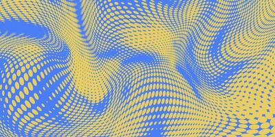 Twisted Halftone with Vibrant Blue and Yellow Waves. Bold and flowing pattern perfect for energetic and modern, technology, music designs. vector