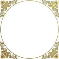 Circle frame. Vintage golden border, abstract corners on white background. vector