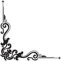 Thin line vintage corner. Medieval period of the Victorian dynasty. Fancy black monogram frame design element abstract icon collection Flower simple symbol vector