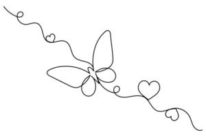 Butterfly single line drawing and outline continuous line icon design vector