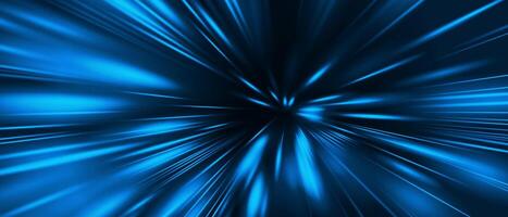 Abstract blue light speed zoom on black background technology vector