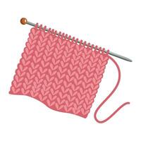Knitting. Knitting in progress. Woolen threads, knitting needles. Handicraft. Hobby. vector