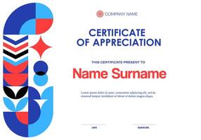 Certificate of appreciation with geometric pattern vector