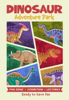 Dino park retro flyer with prehistoric dinosaurs vector
