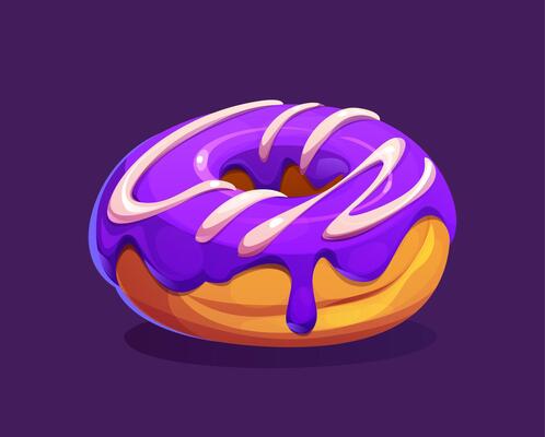 Cartoon donut, fast food chocolate bakery