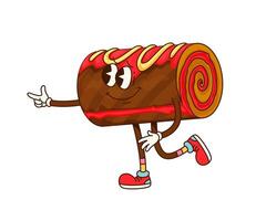 Funny groovy cake dessert funny character vector
