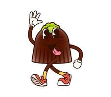 Groovy chocolate candy character sticking tongue vector