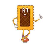 Cartoon cookie funny groovy dessert character vector