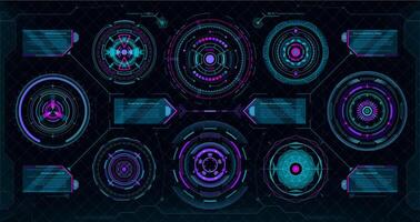 Circular futuristic HUD elements, Sci Fi interface vector