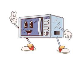 Microwave retro groovy kitchenware character vector