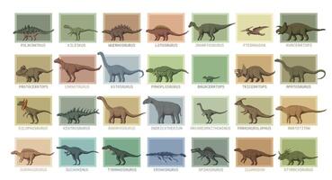 8 bit pixel art prehistoric dinosaurs and lizards vector