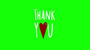 Thank you animated with hearts. Green screen video
