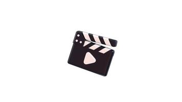 3d clapperboard icon animation concept of cinema clapper animation 3d render video