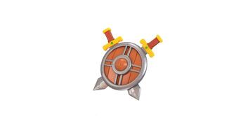 3d sword with shield icon animation concept of protection and strength gaming assets icon animation video