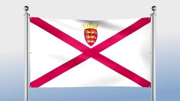 Jersey Flag Hangs On The Pole On Both Sides video