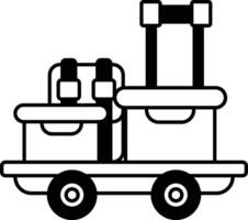 A luggage cart with two suitcases and two boxes vector