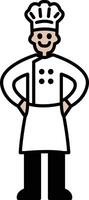 A cartoon chef is smiling and wearing a white apron vector