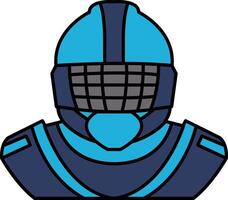 A blue helmet with a black face mask vector