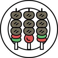 Illustration of grilled pork skewers in line drawing styl vector