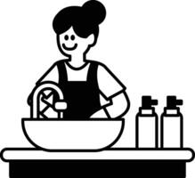 A woman is washing dishes in a sink vector