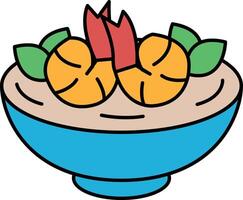 Illustration of Tom Yum Goong in line drawing style vector