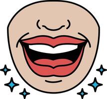 A cartoon of a smiling mouth with a star on it vector