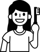 A girl is holding a toothbrush and smiling vector