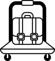 A luggage cart with a suitcase on it vector