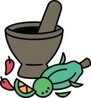 Illustration of Somtam in line drawing style vector