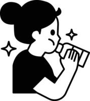 A girl is drinking from a bottle vector