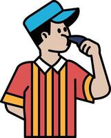 Illustration of a whistle referee in line drawing style vector