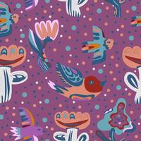 a colorful pattern with birds and cactus vector