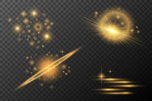 golden light effects set on background vector