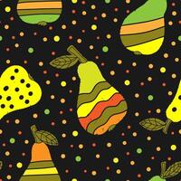 a seamless pattern with pears and leaves vector