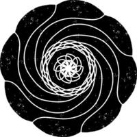a black and white drawing of a spiral vector