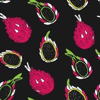 dragon fruit on black background vector