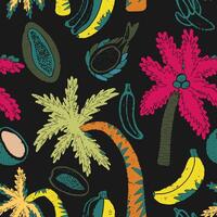 a pattern with palm trees and bananas vector