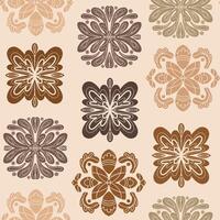 seamless pattern with flowers in brown and beige colors vector