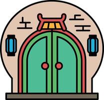 A green and red door with a red knob vector