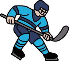 A hockey player is holding a hockey stick and is about to shoot the puck vector