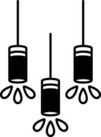 Three black and white lanterns hanging from the ceiling vector